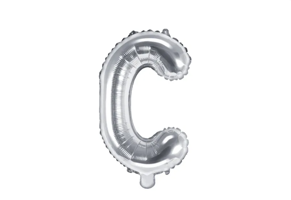 Bogstav ballon, 35cm - sølv