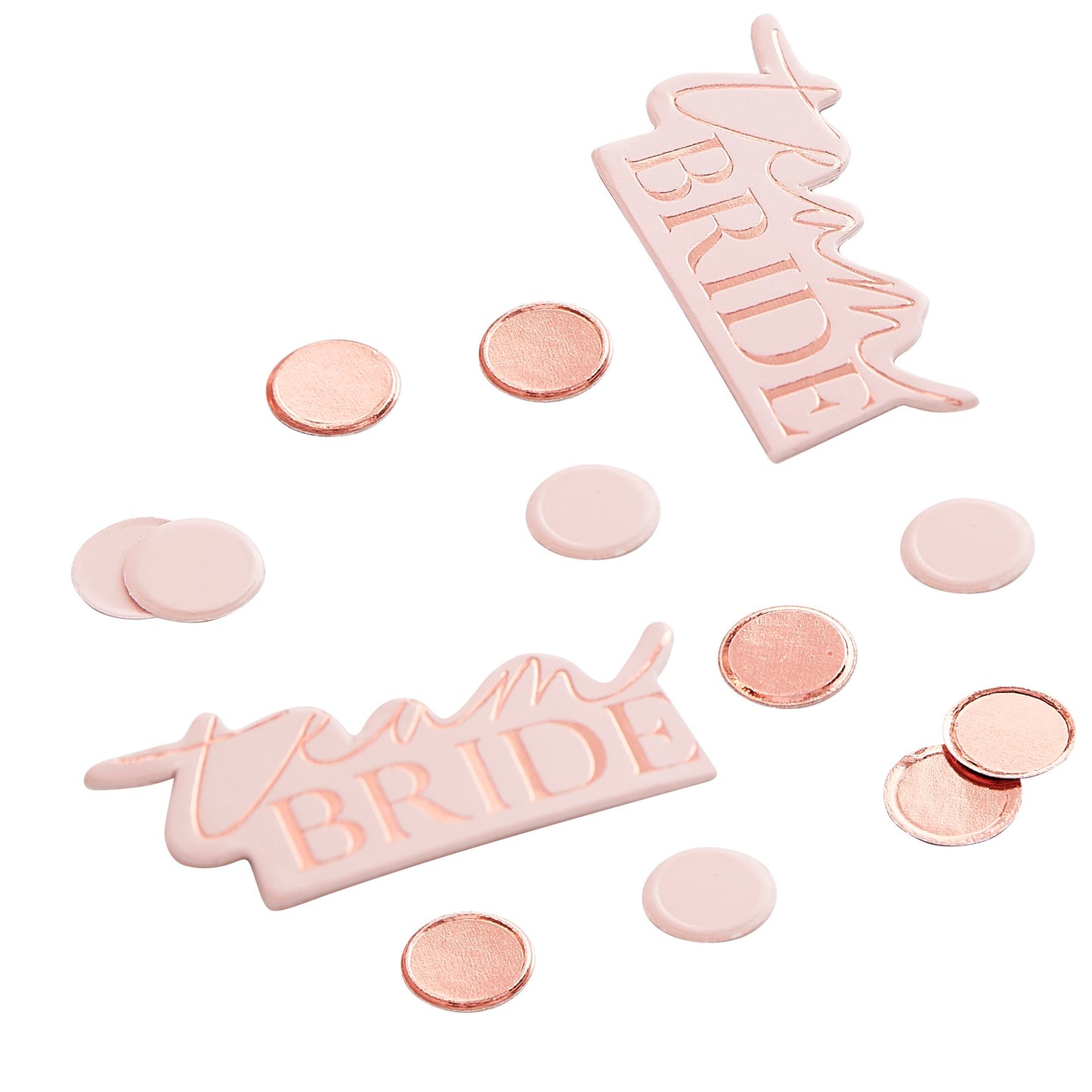 "Team Bride" bordkonfetti i rosaguld og blush pink