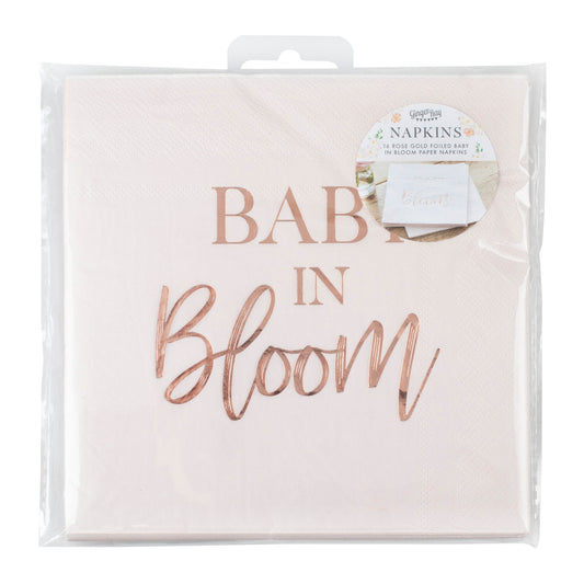 Baby in bloom indpakning af 16 stk rosaguld servietter