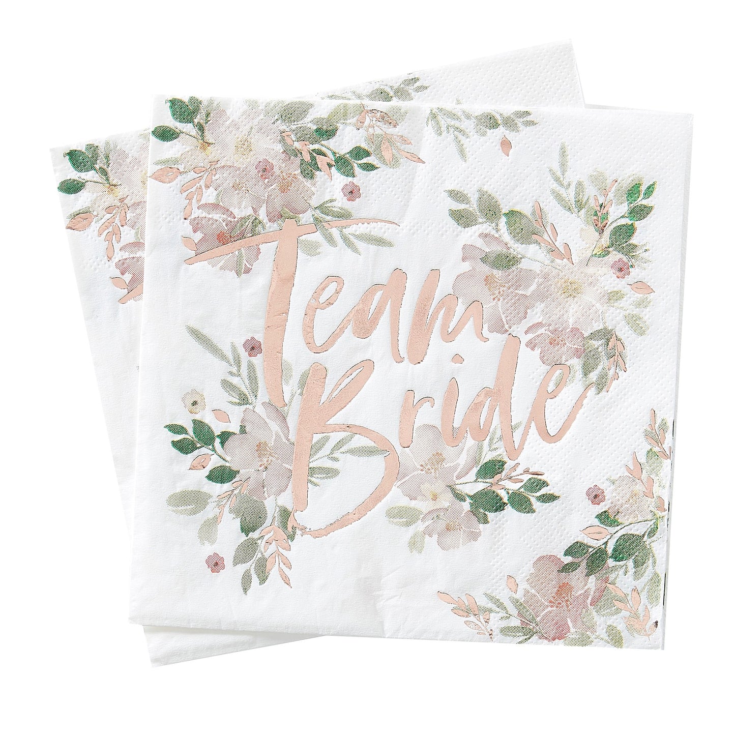 "Team Bride" papirservietter med rosaguld print